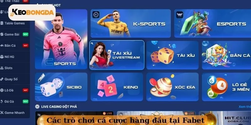 Các trò chơi cá cược hàng đầu tại Fabet
