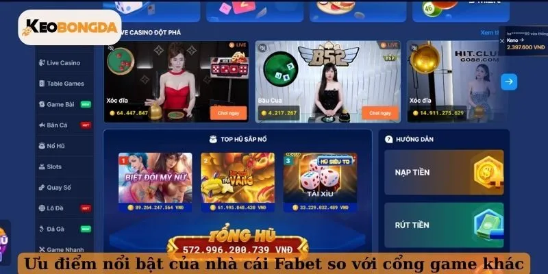 Ưu điểm nổi bật của nhà cái Fabet so với cổng game khác