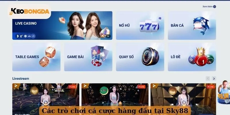 Các trò chơi cá cược hàng đầu tại SKY88