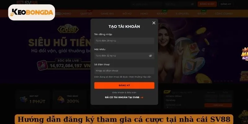 Hướng dẫn đăng ký tham gia cá cược tại nhà cái SV88